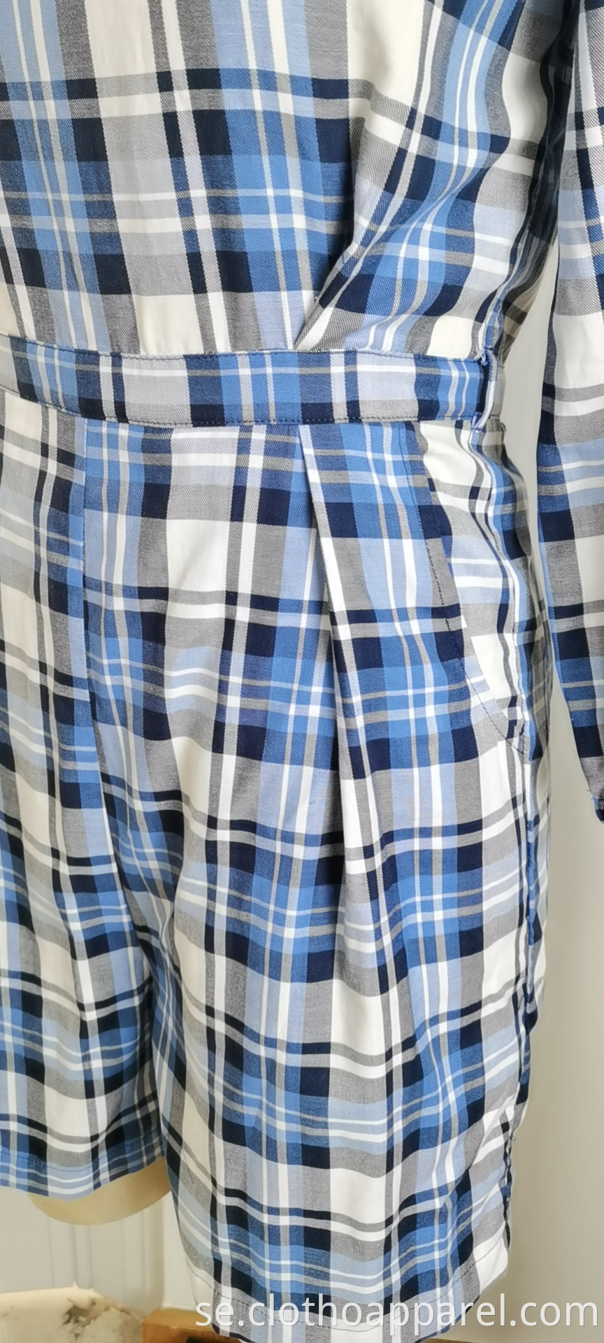 Blue Plaid Jumpsuit For Summer Fashion Ladies